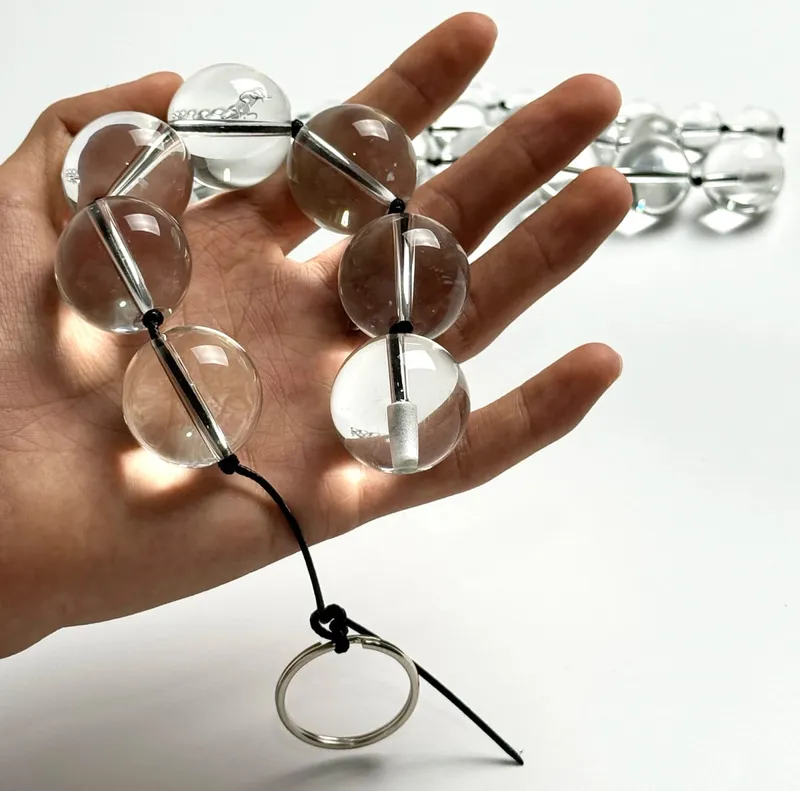New Glass Anal Trainer Toy with Ring Vagina Plug Butt Plug Anal Beads Prostate Massager - Sex Toys for Anal