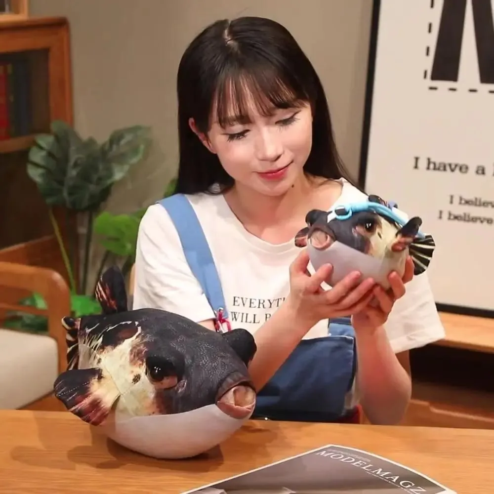 Simulasi Boneka Ikan Buntal Mainan Mewah Sofa Hiasan Boneka Tidur Ikan Buntal Loket Mewah Kusyen Belakang 20cm — image 3