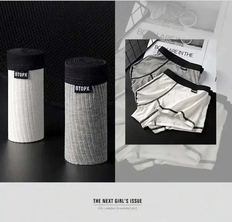 Men's Underwear Personalized Design Low Waist Boxers Pack Breathable Single Layer U Convex Pouch Boxershorts Men — image 4