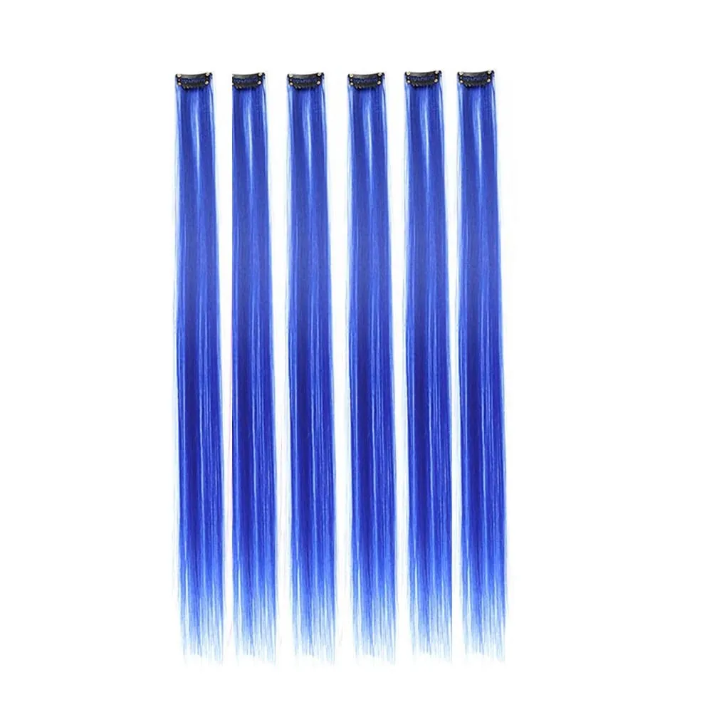 22Inches 6Pce/Set Y2K Style Multicolor Synthetic Straight Hair Gorgeous Pink Highlights Clip In Extensions For Party Cosplay