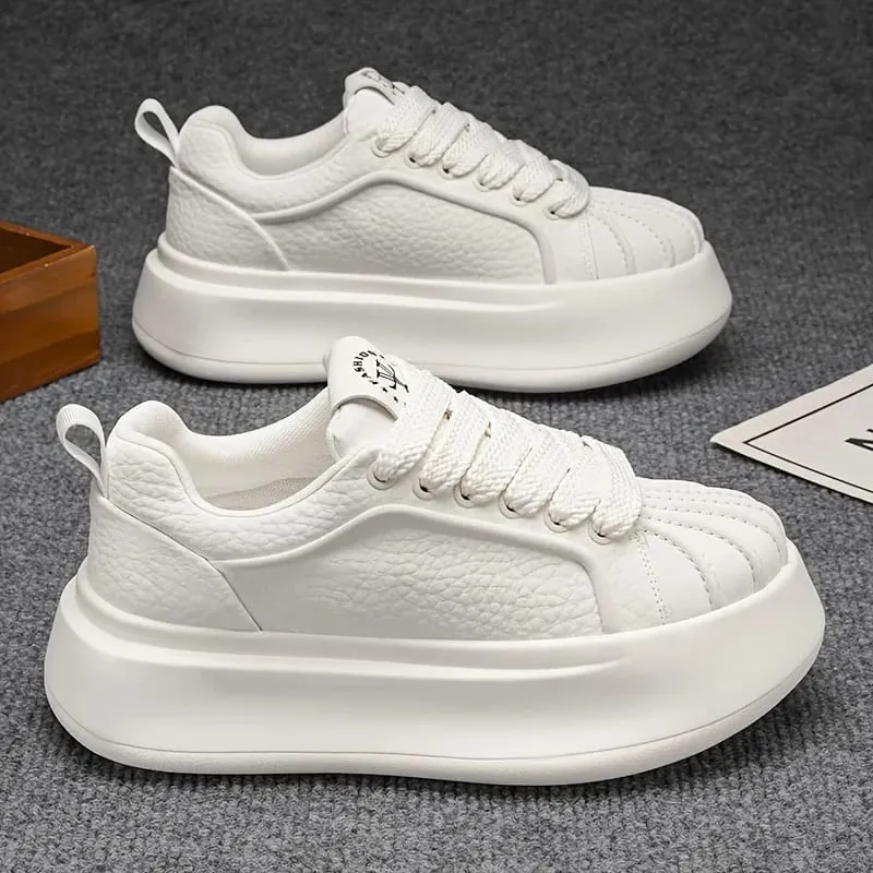 Novos sapatos masculinos de sola grossa aumentando a altura confortável leve versátil sapatos na moda e minimalista calçados esportivos casuais — image 3