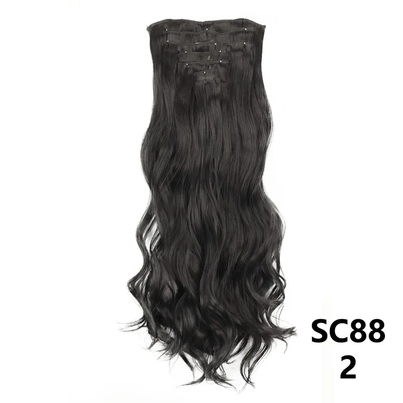 Long Straight Synthetic 16 Clips In Hair Extensions 7Pcs/Set High Temperature Fiber Black Brown Blonde Hairpiece For Women — image 23