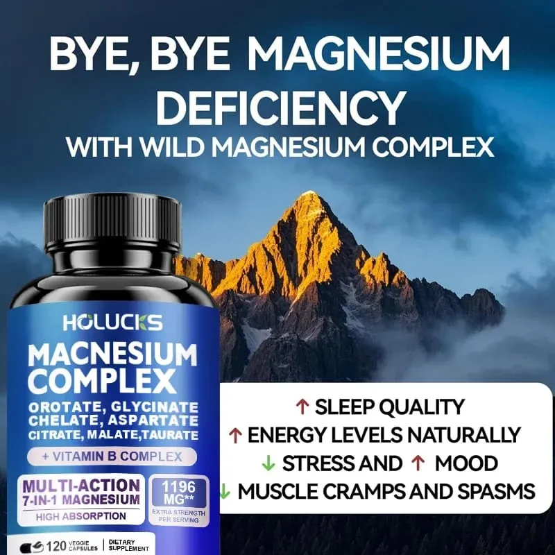 Magnesium Complex 1000mg Suplemen dengan Vitamin C E B1 B2 B6 B12 Chelated Magnesium Glycinate Malate Taurate &Citrate — image 3