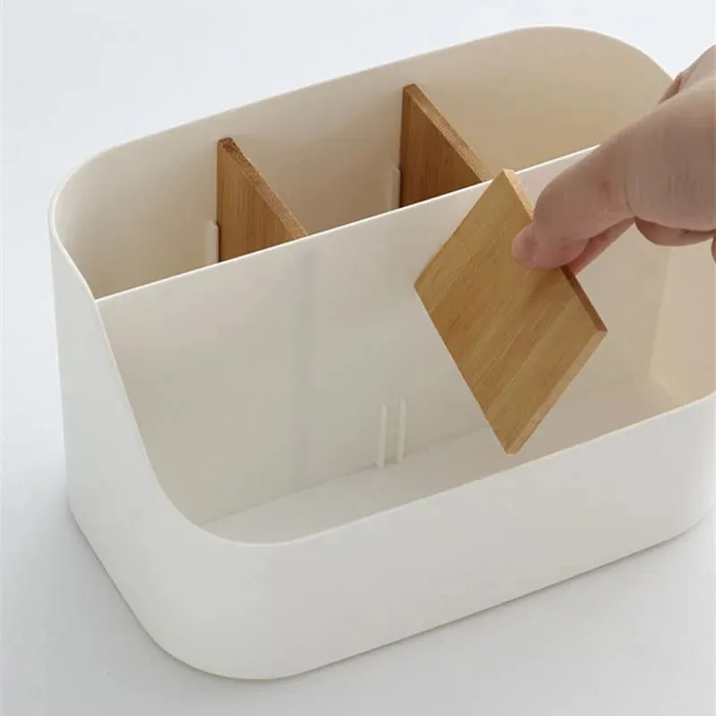 Desktop Storage Box Makeup Brushes Holder With Detachable Divider Comestic Tools Lipstick Beauty Tools Stationery Storage Box — image 4