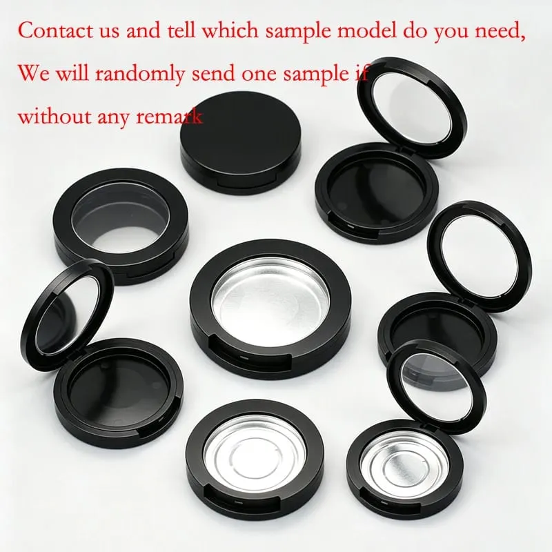 Harga Batch Untuk Warna Hitam Bentuk Bulat Plastik Kemasan Makeup Wadah Bedak Kompak Kosong Wadah Perona Pipi Bedak — image 14