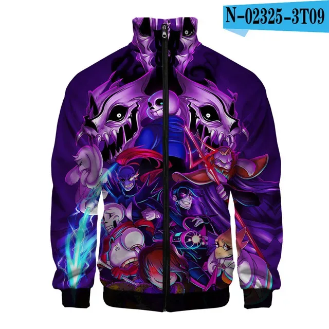 Luxuriöse beliebte Sans Undertale 3D-Druck-Reißverschluss-Raglanjacke Windjacke Jungen/Mädchen Bequeme Stehkragenjacken Mäntel