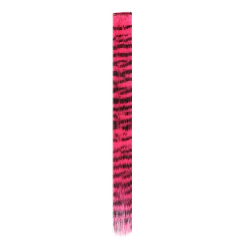 Synthetic Feather Hair Extension Piece One-card leopard Print Wig Colorful Silk Hanging Ear Dyed long Straight Hair Cushion — image 15