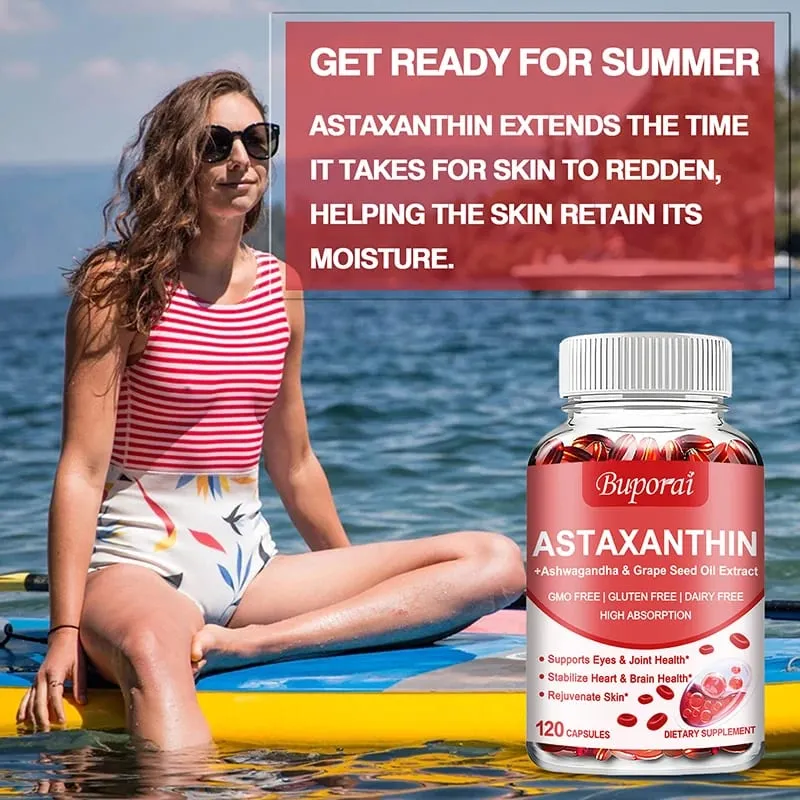 Astaxanthin Capsules - Antioxidant Protection Supports Skin and Eye Health Relieves Eye Fatigue and Enhances Immunity