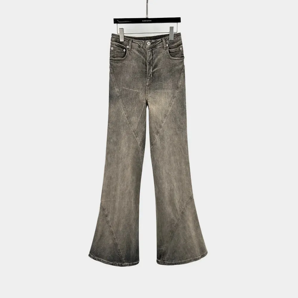 High Street Flare Jeans Men's Gray Denim Pants