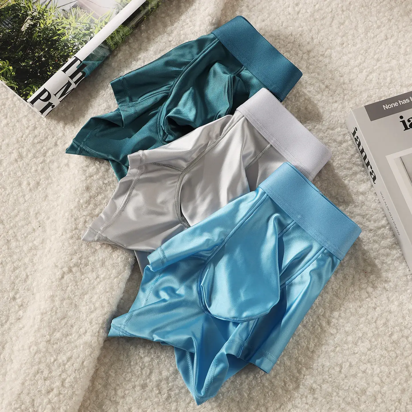 Celana Dalam Pria Celana Pendek Boxer Celana Dalam Nilon Ramping Solid Pria Celana Dalam Kantung JJ Pinggang Tengah Cueca Celana Dalam Pria Boxer Ropa Ukuran Plus M-XXL — image 7