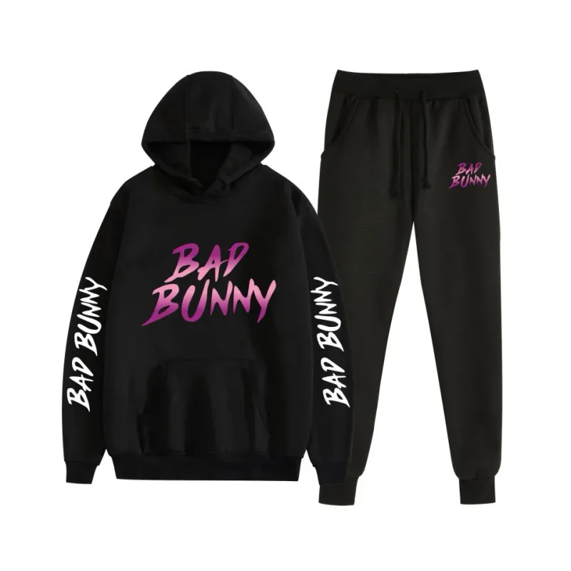 Costume Harajuku confortable imprimé mauvais lapin, sweat-shirt et pantalon de survêtement pour femmes, sweat à capuche + pantalon, ensemble 2 pièces pour garçons/filles — image 41