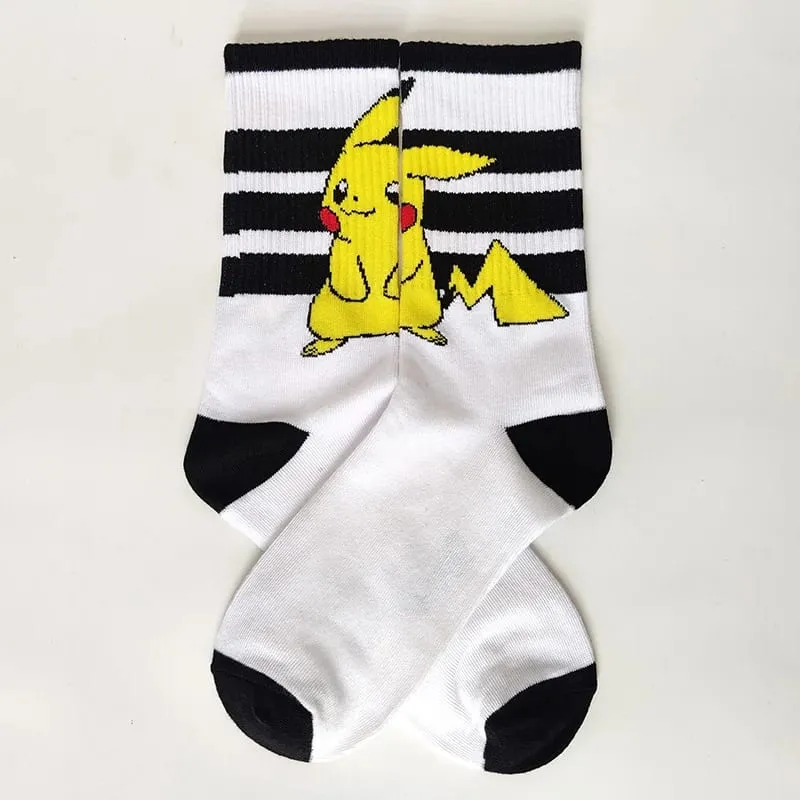 Pokemon Men's Fashion Trend Long Socks Cartoon Anime Figure Pikachu Eevee Gengar Unisex Athletic Harajuku Socks