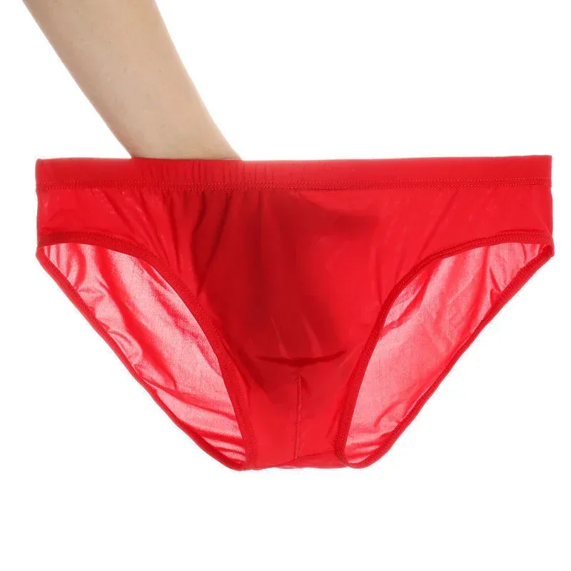 2 ADET Ultra Ince Buz Ipek Külot Erkekler Artı Boyutu M-4XL Düz Renk Gençlik Saydam Düşük Bel Nefes Seksi Erkek Külot — image 5
