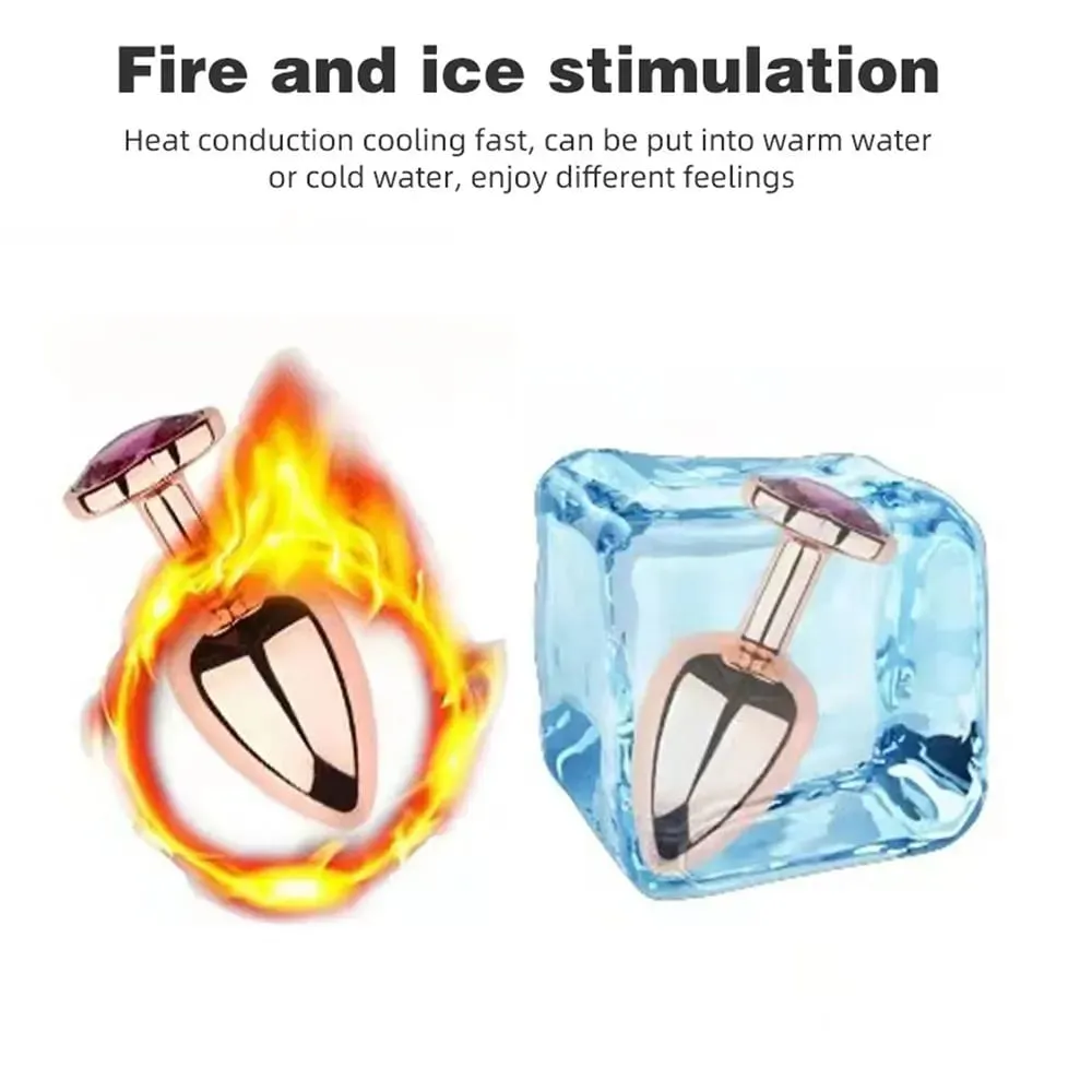 Rose gold pink Heart shape Crystal Metal anal beads butt plug Prostate Massager Adult Gay Products sex toy for female male — image 3