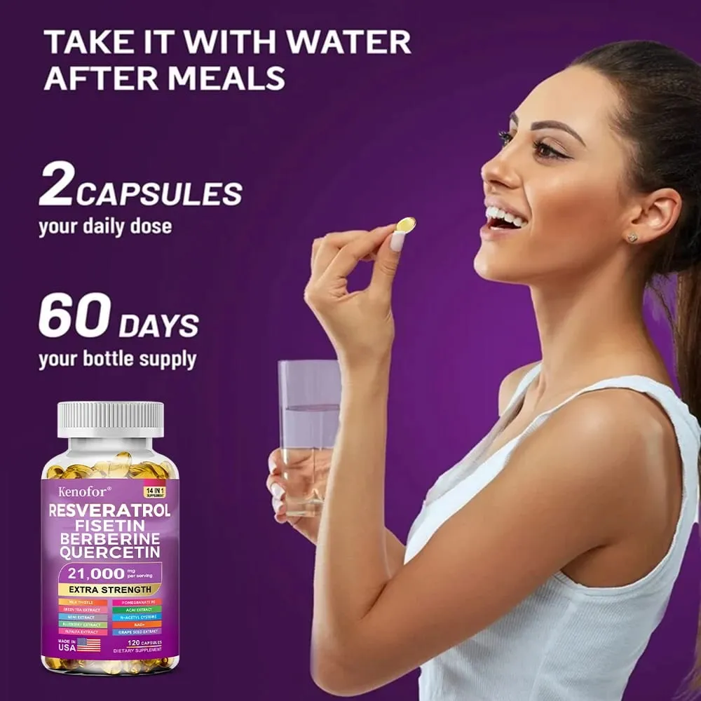 Resveratrol NAD Grape Seed and Berberine Capsules Improve Immunity Antioxidants Cardiovascular Health Promotes Smooth Skin