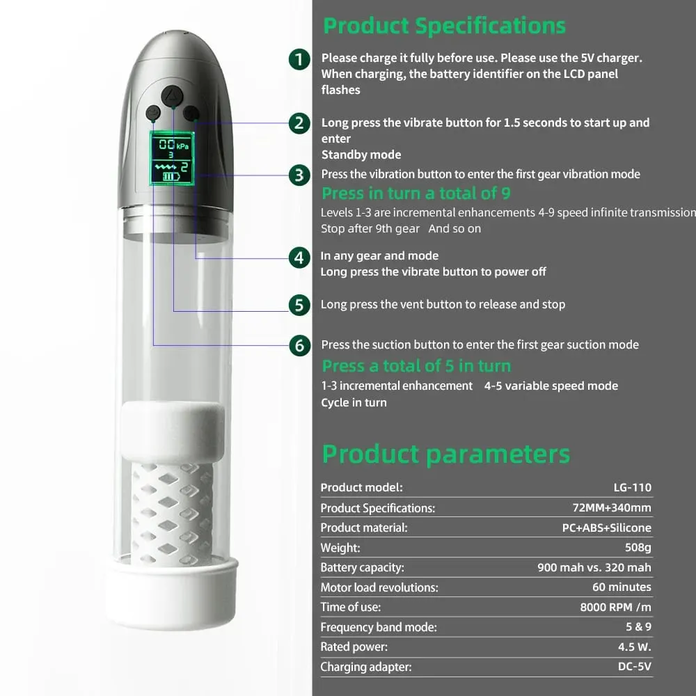 Elektrická pumpa na penis Muži Vylepšená erekce Vylepšená pumpa Dobíjecí vakuová pumpa na penis Zvětšovací pumpa Zlepšená erekce