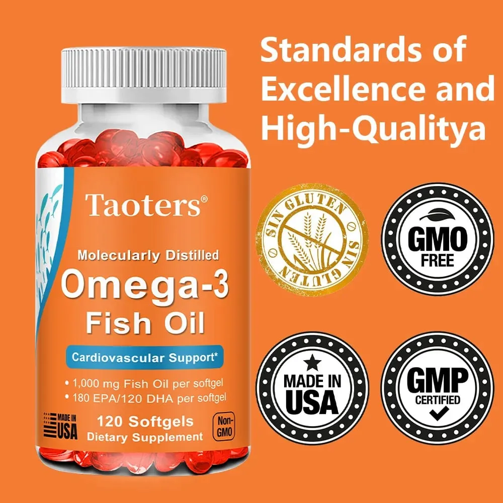 Omega 3 Fish Oil Capsules DHA EPA Soft Gels Non-GMO Gluten Free Dietery Supplement