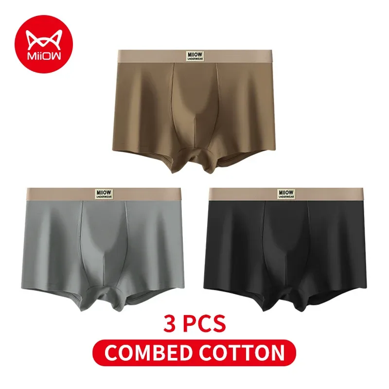 MiiOW 3Pcs Organic Cotton Men Underwear Boxer Shorts Antibacterial Seamless Underpants Male Panties Gift For Men Boxershorts New — image 44