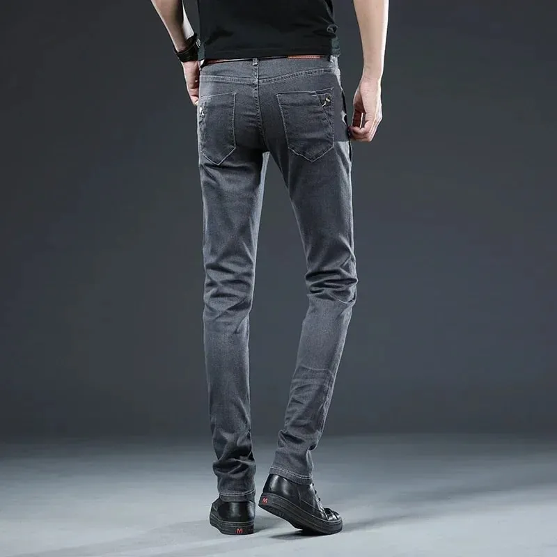 Autumn Men's New Button Skinny Jeans Black Gray Multi-button Youth Skateboard Stretch Denim Trousers Slim Straight Male Pants — image 5