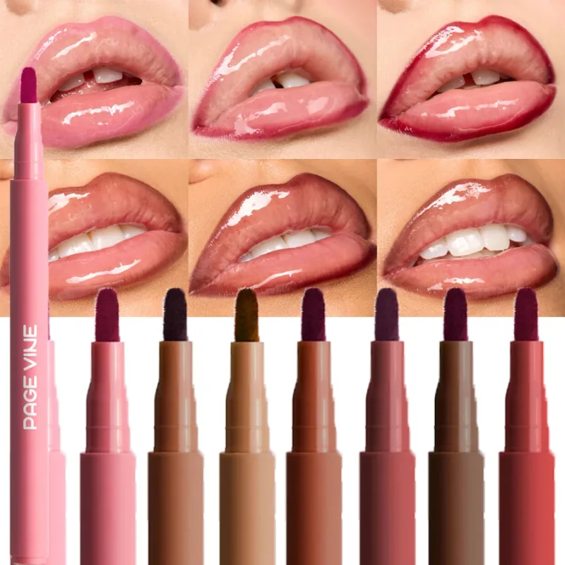 Velvet Brown Lip Liner Pensil Nude Matte Waterproof Non-stick Cup Ceri Merah Lip Liner Lip Contour Pen Lipstick Makeup Untuk Wanita — image 4