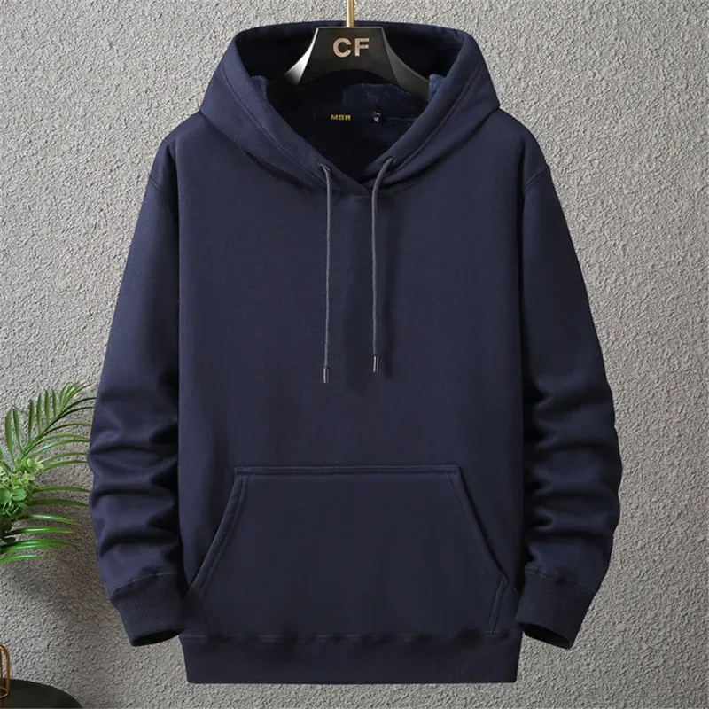 Large Size Men's Hoodie Jacket Hooded Long Sleeve Thick Warm Fleece Lined Sweatshirt Male Casual Winter 10XL 12XL Extra Big Plus — image 5