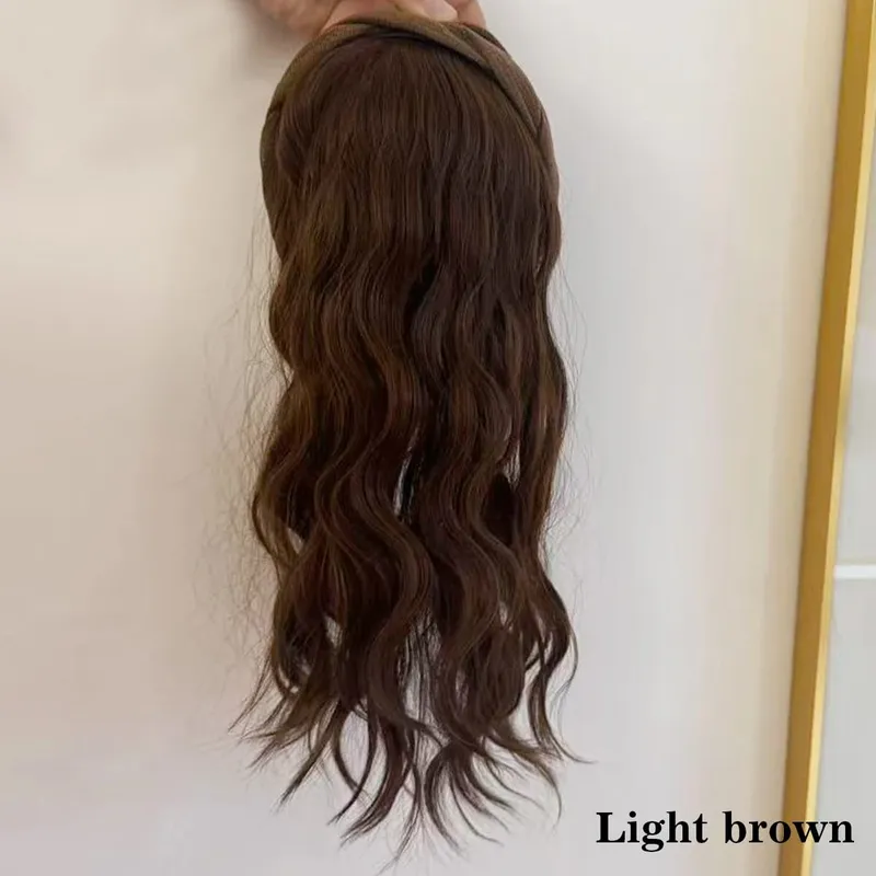 Topper faixa de cabelo sintético encaracolado cabeça substituição bloco peruca feminina resistente ao calor faixa de cabelo peruca de extensão de cabelo