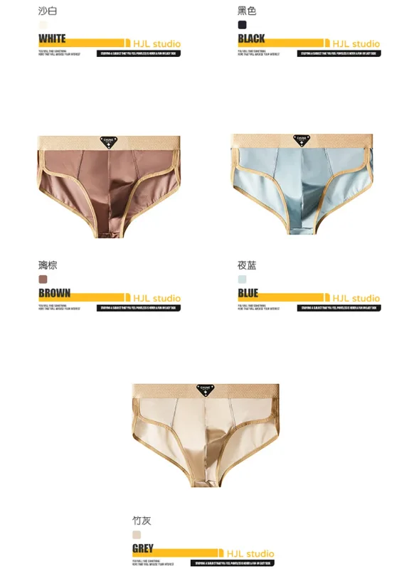 3PCS/Pack Luxury Satin-like Men's Briefs Ice Silk Hygroscopic Breathable Mesh Crotch Panties Soft High Elastic Man Underwear — image 9