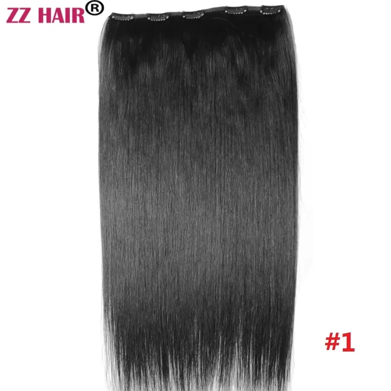 100% Brazilian Human Remy Hair Extensions 16"-26" 5 Clips 1pcs Set No-lace 100g-200g Clips In One Piece Natural Straight