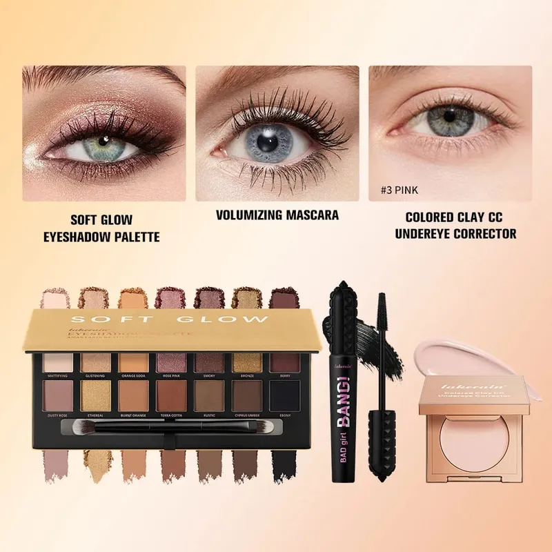 3 قطعة/المجموعة CC التغطية الكاملة Undereye اللون مصحح توهج عينيه لوحات تكثيف الماسكارا دائم الجمال عيون ماكياج كيت — image 9