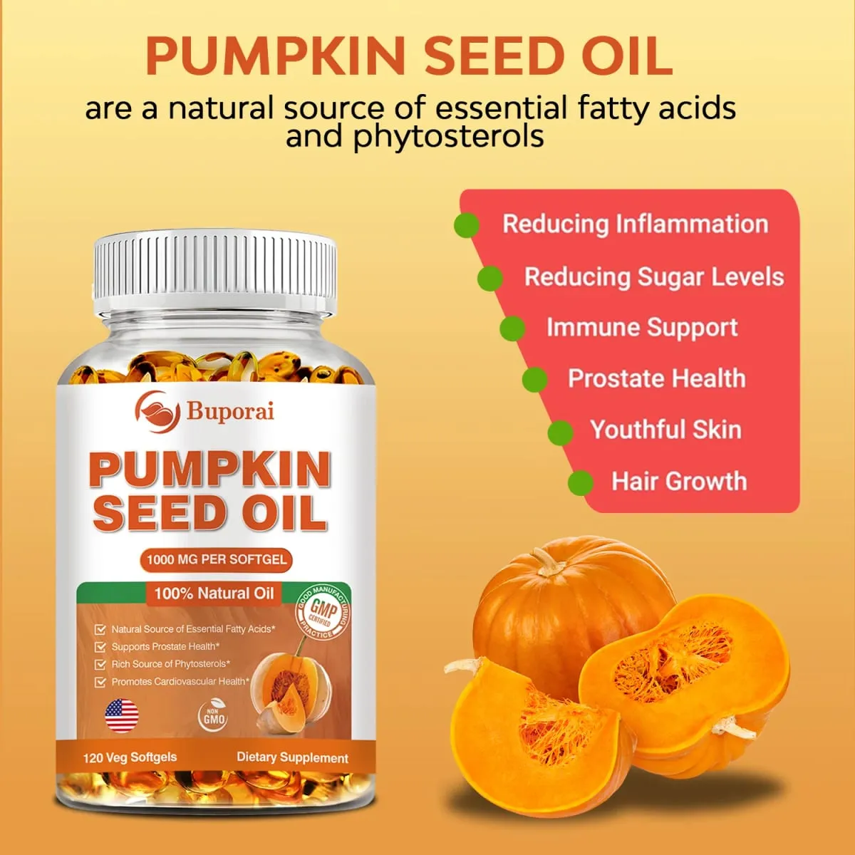 Pumpkin Seed Oil - Promotes Hair Growth Urinary Tract and Prostate Health Cardiovascular Support — image 5