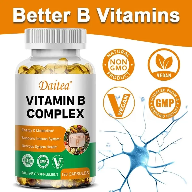Organic Vitamin B Complex Supports Energy Immune Health Antioxidant Supplement - 30/60/120 Vegetarian Capsules