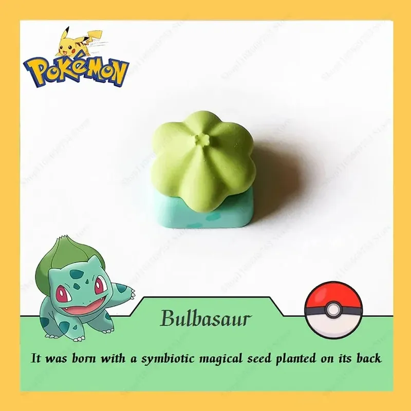 Pokemon Anime Cute Tail Keycaps Pikachu Gengar Eevee Keyboard Cap for Cross Shaft Mechanical Keyboard 3D Resin Keycaps Best Gift