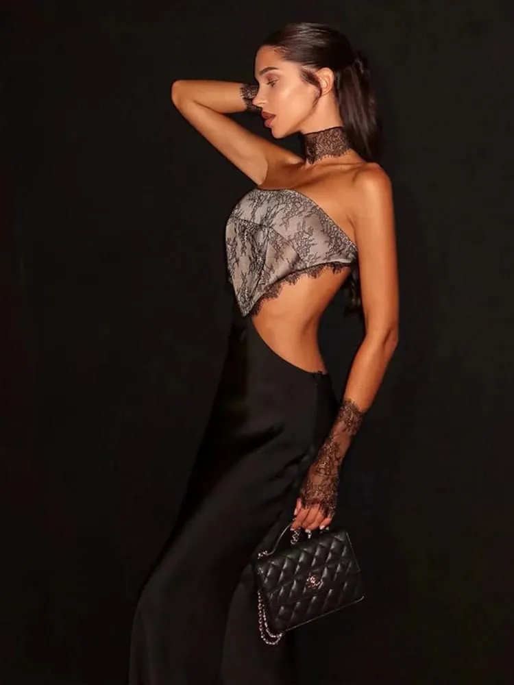 Hollow Out Bez ramínek Krajka Patchwork Hip Wrap Sexy Club Ženy Šaty Pochva Bodycon Módní Dámské outfity Party Slim — image 5