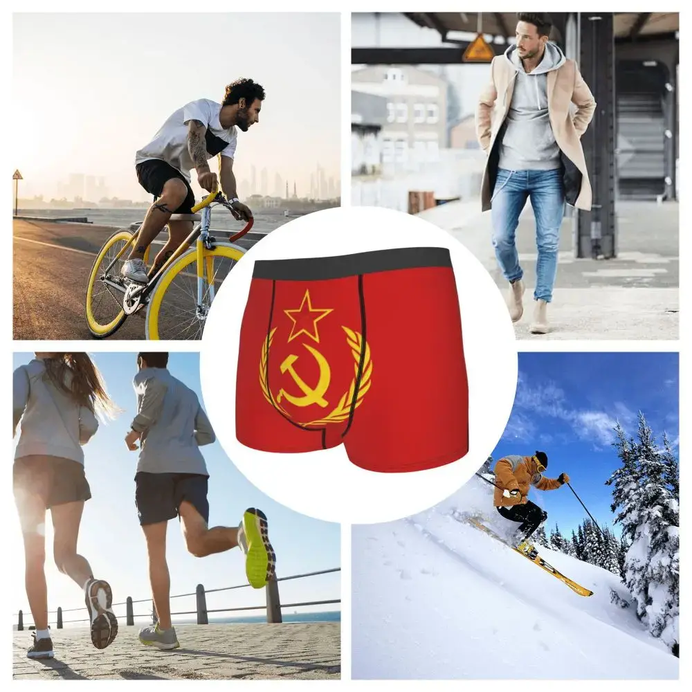 Hammer And Sickle CCCP Russian Soviet Flag Underwear Men Sexy Print Custom Boxer Shorts Panties Briefs Soft Underpants — image 7