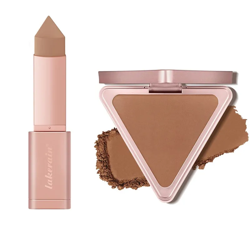 2pcs Matte Bronzer Setting Palette Setting Powder Cream Bronzer Stick For Face Contour Shading RLong Lasting Makeup Effect Water