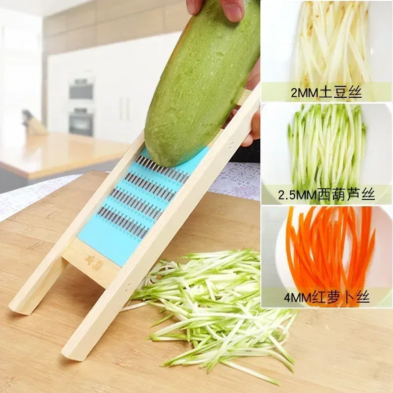 Grattugia per patate in legno Cetriolo Affettatrice per verdure Insalata Cucina Trituratore Formaggio Carota Chopper Pelapatate Francese Fry Cutter — image 3
