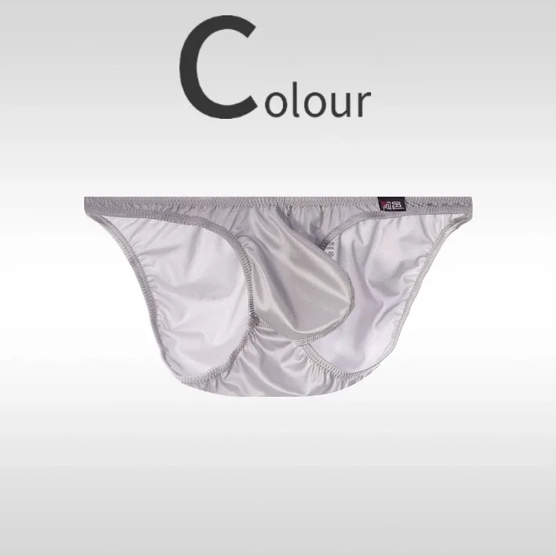 Glossy Mens Sexy Briefs Ice Silk Underwear Low Rise Silky Male U Convex Pouch Underpants Breathable Man Bikini Panties Smooth