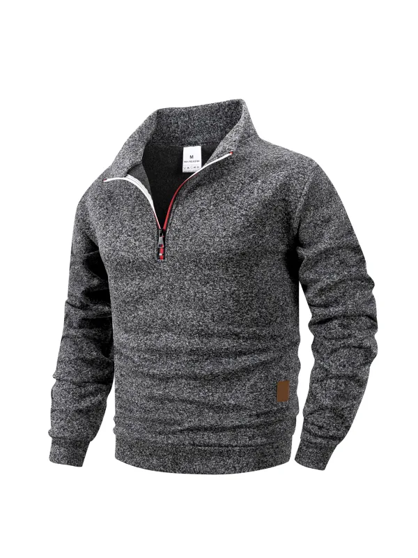 Men Sweatshirts Autumn Thicker Pullover Half Zipper Pullover Male Winter Solid Color Turtleneck Sweater Hoody Outdoor Sweatshirt — image 9