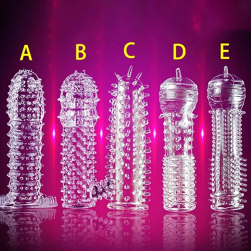 Reusable Condoms with stud Delay Ejaculation Sex Toys for Men G Spot Stimulation Penis Sleeve Contraception Cock Ring Extender — image 3