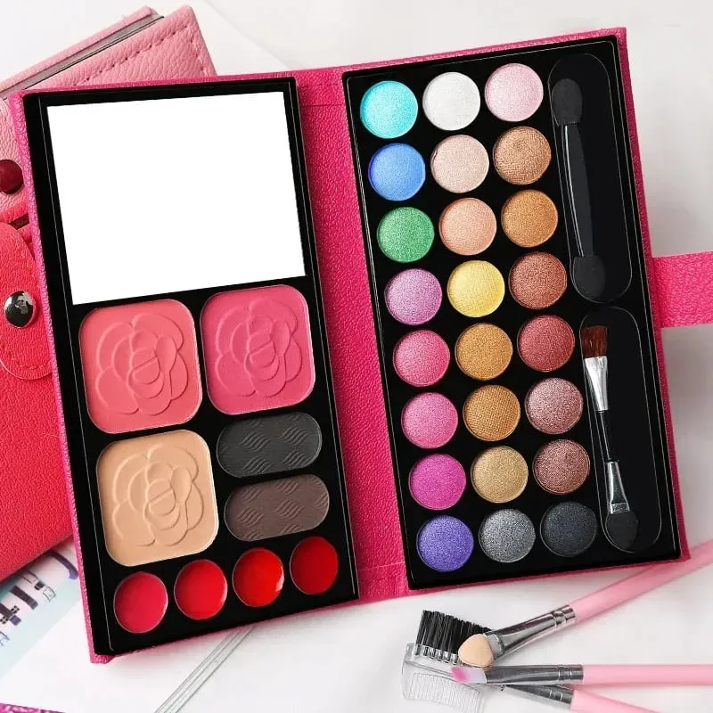 Eye Shadow Powder Blush Lipstick Lasting Cosmetics Makeup Set with Mirrors for Beginner Kids Travel Portable Palettes 33 Colors — image 3