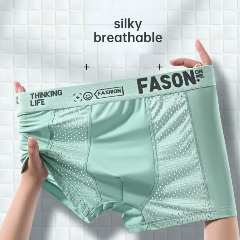Men's Ice Silk Mesh Underwear Antibacterial Breathable Boxer Oversized Briefs Shorts Men's Panties Boxershorts Men — image 1