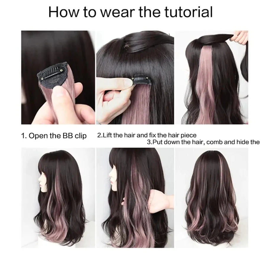 Colorful Hair Extensions Curly One Clip in Synthetic Long Hairpiece For Girls Women Kid Multi-colors Party Highlights Wig Piece — image 6
