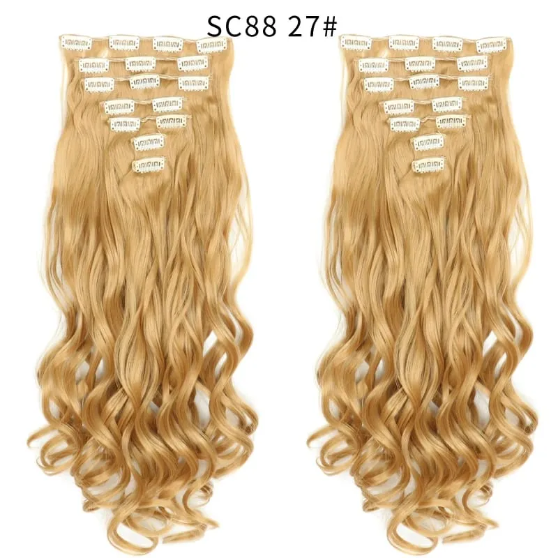 7pcs/Set Long Straight Hair Extension 16 Clips High Tempreture 22inch Synthetic Hairpiece Clip in Red Hair Extensions for Women — image 33