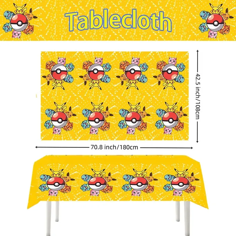 1/10Pcs Pokemon Tablecloth Birthday Decoration Disposable Tablecloth Pikachu Tablecover Kids Birthday Gifts Baby Shower Supplies — image 4