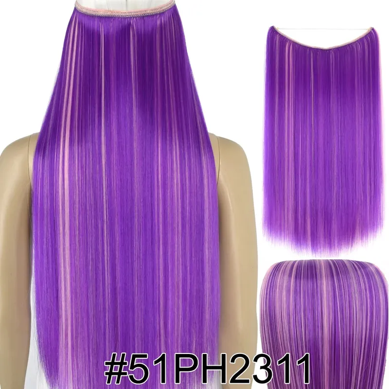 Synthetic Heat Resistant Hair Silky Straight Elasticity Invisible Wire Hair Extensions 8006 — image 30