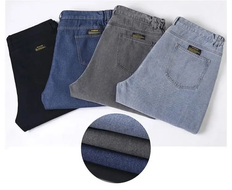 Men's Plus Size Jeans Elastic Waistband 30-48inch Stretch Denim Pants Straight Leg Breathable Loose Fit Streetwear Casual Wear — image 9