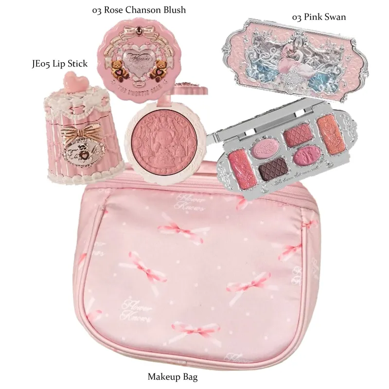 Flowerknows All In One Mackup Set Gift Box Flower Knows Glitter Eye Shadow Palette Blusher Long Lasting Gloss Lipstick With Bag — image 10