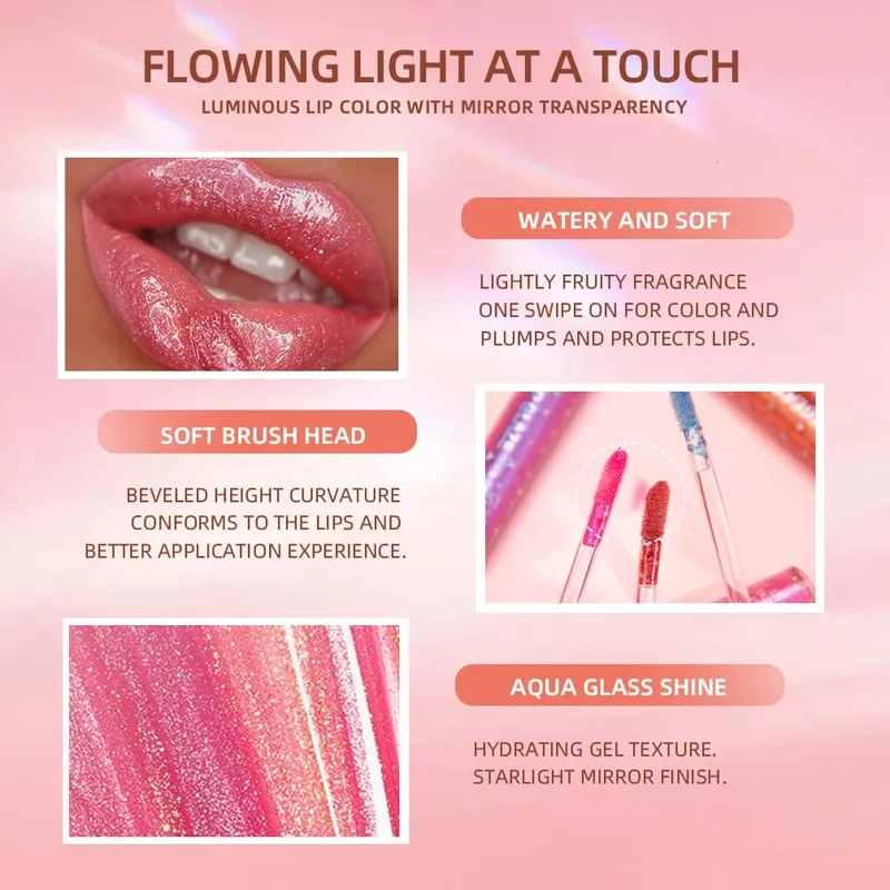 9Pcs/Sets Glitter Lip Glaze Liquid Lipstick Set Shine Lip Gloss Gift Box Natural Moisturizer Waterproof Lips Makeup For Women — image 6