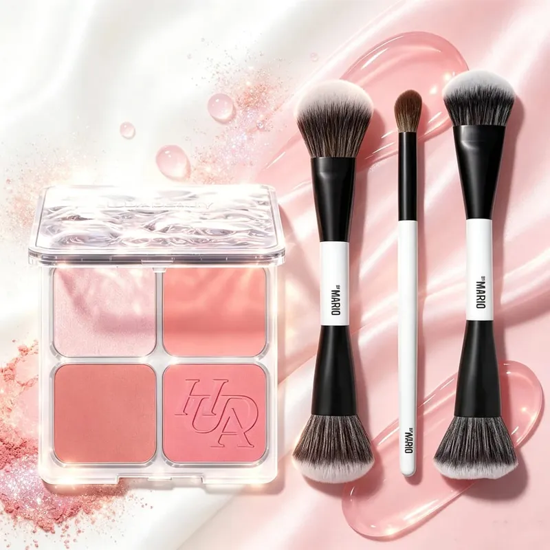 Mario Brush Set and 4-in-1 Glow Blush Blush Filter Flush Eye Check Blush Palette Matte Shimmer Long Lasting Women Daily Cosmetic — image 2