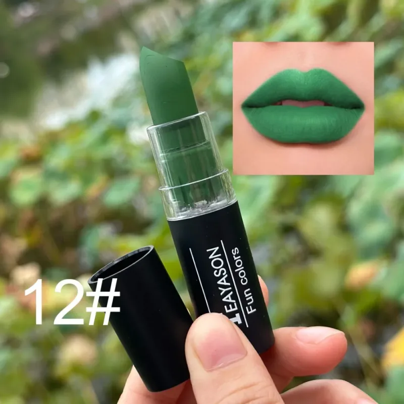 12 Color Lipstick Waterproof Long Lasting Clay Nude Lip Primer Concealer Lip Gloss Matte Gothic Black Makeup Halloween Lip Stick